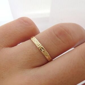14k Yellow Gold Floral-Engraved Band Ring